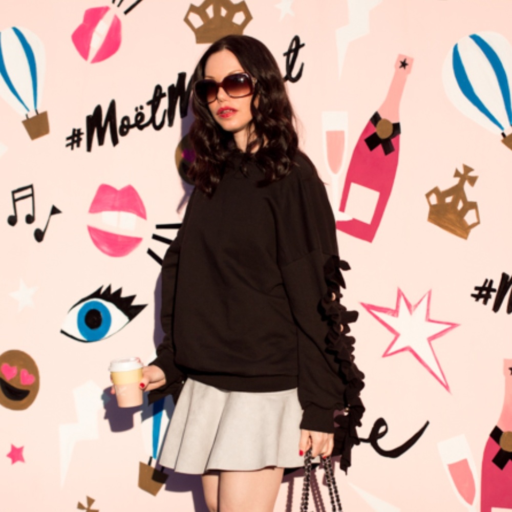 Storets Black Ruffled Sweatshirt